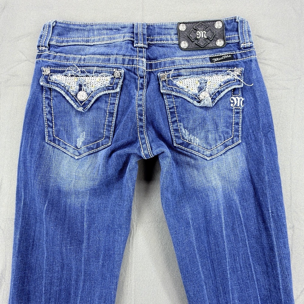 Miss Me Bootcut Jeans Womens Sz 28 29x31 Low Rise Cowgirl Western Rhinestone - Picture 6 of 16